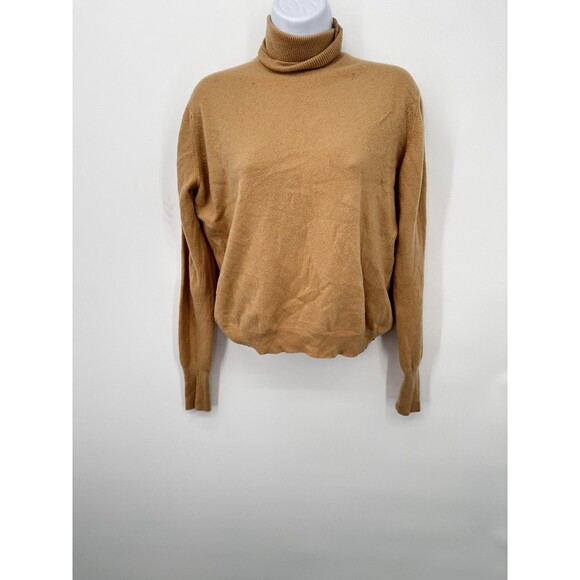 PETER‎ SCOTT 100% Scottish Cashmere Women's S/M Turtleneck Soft Knit Sweater tan - Picture 2 of 7